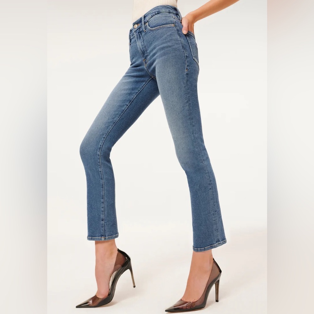 Good American Straight Deco Yoke High Rise Straight Leg Jeans Size 0/25